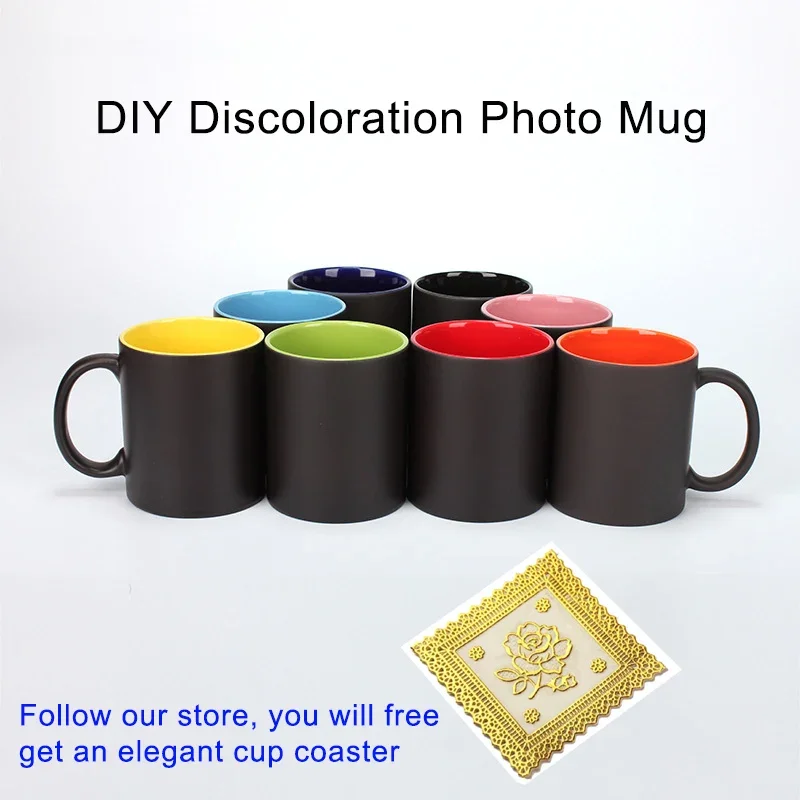 Sublimation Mug White - DIYสีดำแก้วสีเมจิกเปลี่ยนแก้ว,Custom Photoบนถ้วยชาที่ไม่ซ้ำกันถ้วยกาแฟเซรามิคของขวัญที่ดีที่สุดสำหรับเพื่อน